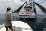 Approaching anchored shrimpboat