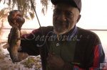 Older Afro-American with catfish