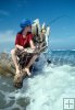Young angler and surf wood