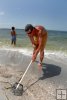 Digging for mole crabs