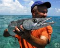 Happy angler, barracuda