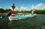 Poling a panga boat