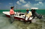 Bonefish boat and anglers