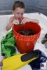 Youthful snorkeler with scallops