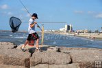 Jetty angler with net Jetty angler with net