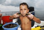 Young snorkeler with scallops
