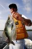 Black crappie with vivid markings